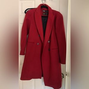 Zara size M red peacoat